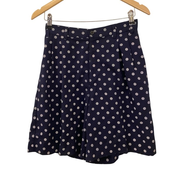 Memphis Womens Vintage High Waisted Pleated Polka Dot Shorts - Picture 1 of 6